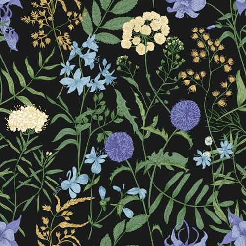 myforHD Tapete Selbstklebende Fototapete Wandpapier Blume Folie Dekorfolie Möbelfolie Klebefolie Pflanzen Laub Blumen Design 44cmX1000cm Vintage Wanddeko Wandtapete Wohnzimmer Schlafzimmer von myforHD