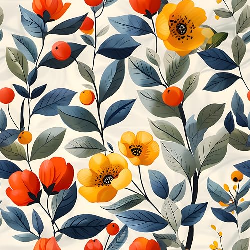 myforHD Tapete Selbstklebende Fototapete Wandpapier Blume Folie Dekorfolie Möbelfolie Klebefolie Pflanzen Laub Blumen Design 44cmX300cm Vintage Wanddeko Wandtapete Wohnzimmer Schlafzimmer von myforHD