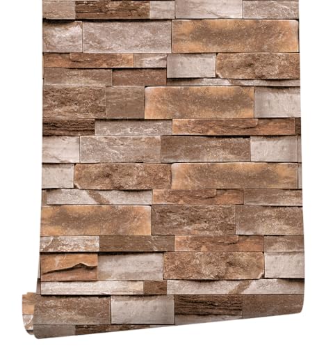 myforHD Selbstklebend Tapete Wandpapier Ziegel Selbstklebende Wandaufkleber 44cmX300cm Vintage Backstein Stein tapeten Wasserdicht für Küche Schlafzimmer Wohnzimmer Wand von myforHD
