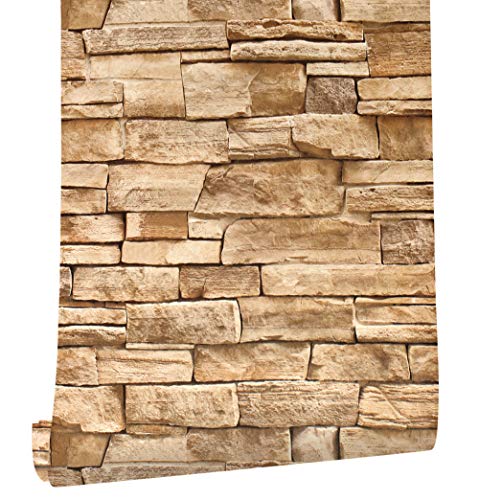 myforHD Selbstklebend Tapete Wandpapier Ziegel Selbstklebende Wandaufkleber 44cmX1000cm Vintage Backstein Stein tapeten Wasserdicht für Küche Schlafzimmer Wohnzimmer Wand von myforHD