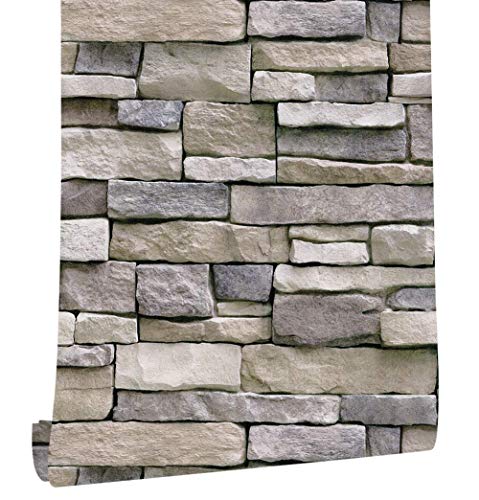 myforHD Selbstklebend Tapete Wandpapier Ziegel Selbstklebende Wandaufkleber 44cmX1000cm Vintage Backstein Stein tapeten Wasserdicht für Küche Schlafzimmer Wohnzimmer Wand von myforHD