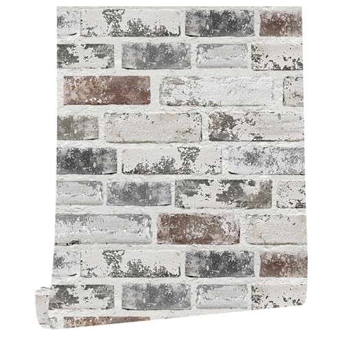 myforHD Selbstklebend Tapete Wandpapier Ziegel Selbstklebende Wandaufkleber 44cmX300cm Vintage Backstein Stein tapeten Wasserdicht für Küche Schlafzimmer Wohnzimmer Wand von myforHD