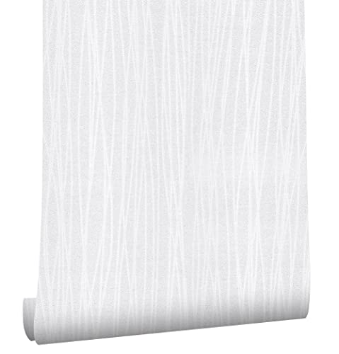 myforHD Selbstklebend Tapete Weißer Möbelaufkleber 40cmX1000cm Verdickt Wandpapier Texturierte Tapete von myforHD