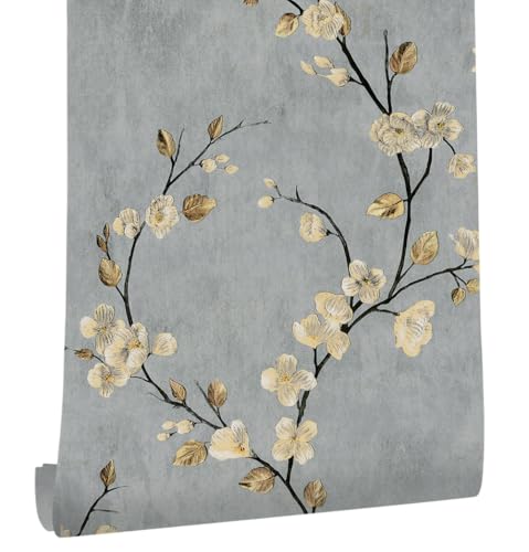 myforHD Tapete Selbstklebende Fototapete Wandpapier Blume Folie Dekorfolie Möbelfolie Klebefolie Pflanzen Laub Blumen Design 44cmX600cm Vintage Wanddeko Wandtapete Wohnzimmer Schlafzimmer von myforHD