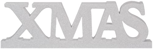 mygoodtime Weihnachtsdeko Weihnachten Metall Figur Schriftzug X-Mas Merry Christmas Dekoration Geschenk Fenster Heim (23,5 x 10,5 cm, Silber X-Mas, 1) von mygoodtime