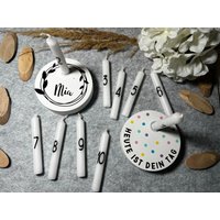 Geburtstagsteller | Kindergeburtstag Geburtstagskerze Geburtstag Heute Ist Dein Tag Kerzenständer Personalisierbar von mylittleplotterie