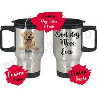 Personalisierte Golden Retriever Mama Papa Reisebecher, Frauen Männer Weihnachtsgeschenk, Flat Coat Hund Mama, Gelb Geschenk Geschenke von mylovelypuppy