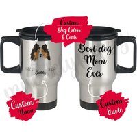 Personalisierte Shetland Sheepdog Hund Mama Papa, Sheltie Papa Reisebecher, Miniatur Collie Hundebesitzer, Frauen Männer Geschenke, Geschenk von mylovelypuppy