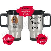 Personalisierter Basset Hound Mama Papa Reisebecher, Frauen Männer Weihnachtsgeschenke, Hush Welpen Hundebesitzer Geschenk von mylovelypuppy