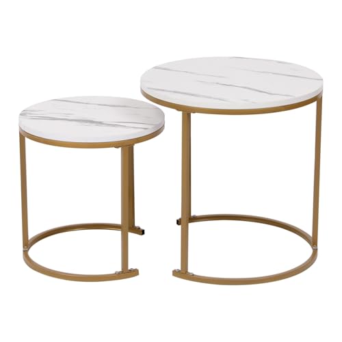 mymai 2er Set Satztisch Couchtisch Beistelltisch Weiß Marmor Optik mit Gold Gestell Wohnzimmer Tisch Modern mymai 2er Set Satztisch Couchtisch Beistelltisch Weiß Marmor Optik mit Gold Gestell Wohnzimmer Tisch Modern von mymai
