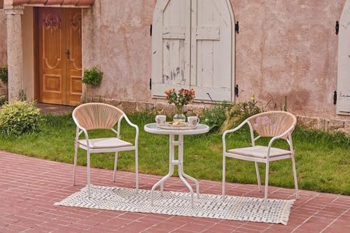 mymai 3-TLG. Gartenmöbel Set, Balkonset mit 2 Stühlen und Tisch, Balkonmöbel aus PE-Rattan, Terrassenmöbel, Gartengarnitur, Sitzgruppe für Terrasse, Balkon, Garten von mymai
