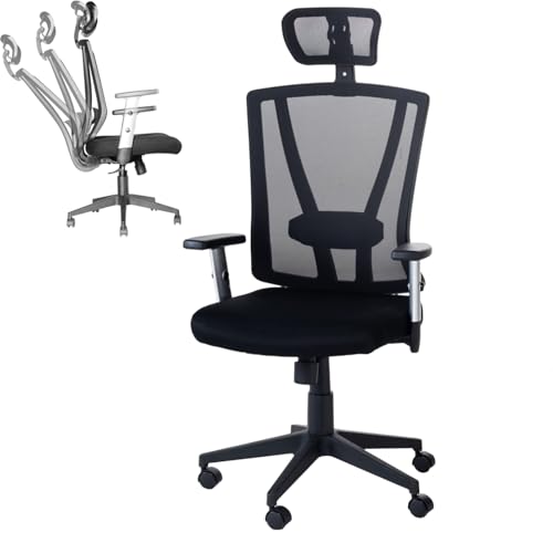 mymai Bürostuhl Ergonomischer Schreibtischstuhl, Drehstuhl hat Verstellbarer Lordosenstütze, Kopfstütze und Armlehne, Höhenverstellung und Wippfunktion, Rückenschonend von mymai