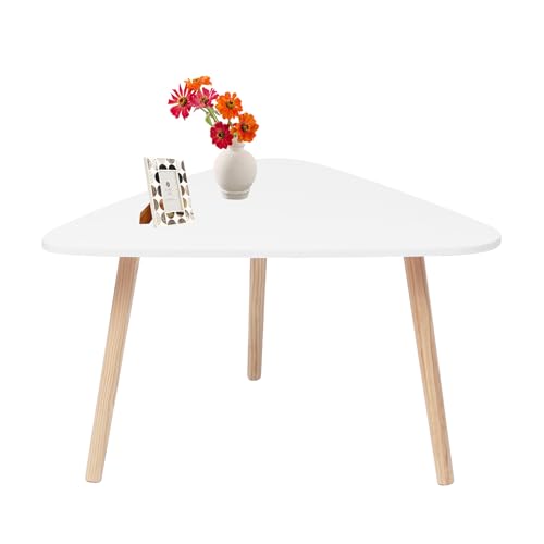 mymai Couchtisch aus Holz,Beistelltisch,Sofatische Satztische Couchtische mit Beinen aus Massivholz,Tisch fürs Wohnzimmer und Balkon,80 cm x 80 cm x 48 cm (Weiß) von mymai