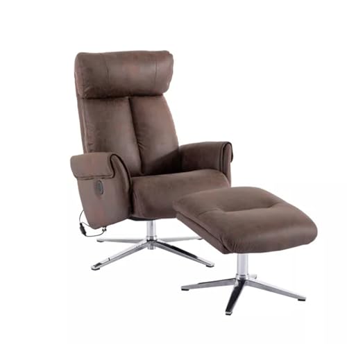 mymai Relaxsessel mit Hocker, 360°drehbarer Fernsehsessel mit Verstellbar Rückenlehne, Liegefunktion, Wippfunktion, TV-Sessel mit Kunstleder, Kopfstütze für Wohnzimmer (Braun) von mymai