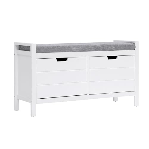 mymai Sitzbank mit stauraum, Schuhbank mit sitzkissen, Kommode für Schuhe, Schuhschrank mit Sitzfläche, Ideal für Flur oder Schlafzimmer, Stabil und Bequem von mymai