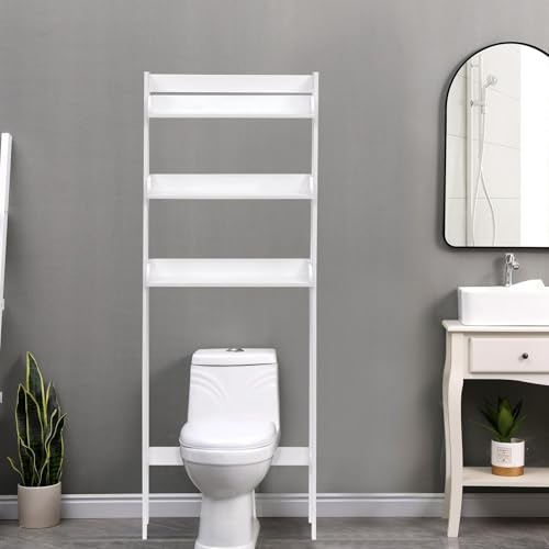 mymai Toilettenregal mit 3 Ablagen Badregal Weiß 63,5x25x156 cm platzsparend stabil Aufbewahrung Organizer für Badezimmer mymai Toilettenregal mit 3 Ablagen Badregal Weiß 63,5x25x156 cm platzsparend stabil Aufbewahrung Organizer für Badezimmer von mymai