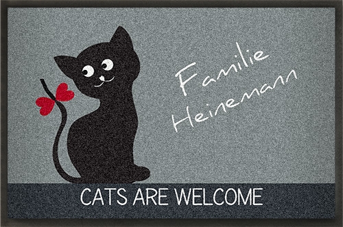 Fußmatte „Cats are welcome“ personalisierbar von mymat