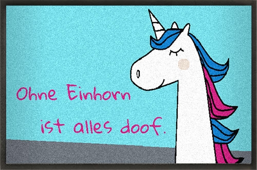 Fußmatte Einhorn Comic mit Wunschtext von mymat