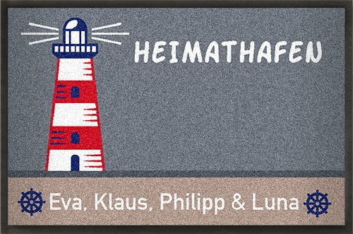 Fußmatte »Heimathafen« mit Leuchtturm gestaltbar von mymat