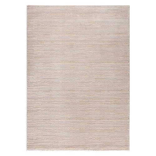 Mynes Home Teppiche für Wohnzimmer einfarbiges Muster in beige grau Weiss sehr pflegeleichter weicher und hochwertiger Kurzflor Teppich Lima im Viskose Look (Beige-Grau, 160x230 cm) von Mynes