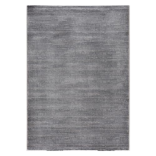 Mynes Home Teppiche für Wohnzimmer einfarbiges Muster in beige grau Weiss sehr pflegeleichter weicher und hochwertiger Kurzflor Teppich Lima im Viskose Look (Dunkelgrau, 120x170 cm) von Mynes