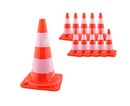 10 Stück 47cm Verkehrsleitkegel Pylone, Orange-Weiß Warnkegel von myowntrade