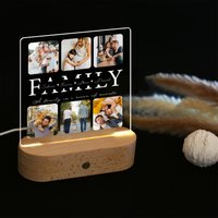 Family - Beleuchtetes Led-Bild Mit Holzständer Personalisiertes Acryl-Glasbild Eigenem Foto Geschenk Für Geburtstag, Paare, Hochzeit von mypaperyshop