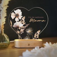 Weltbeste Mama - Personalisiertes Acryl-Licht in Herzform Geschenk Zum Geburtstag, Muttertag Oder Als Dankeschön Mit Namen & Motiv von mypaperyshop