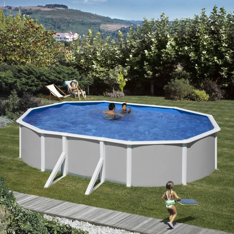 myPOOL Poolset Feeling Grau - Ovalform mit Stahlwandbecken Höhe 1,32m 5,00 x 3,00 x 1,32 m - Gr. 1 von mypool Arcana