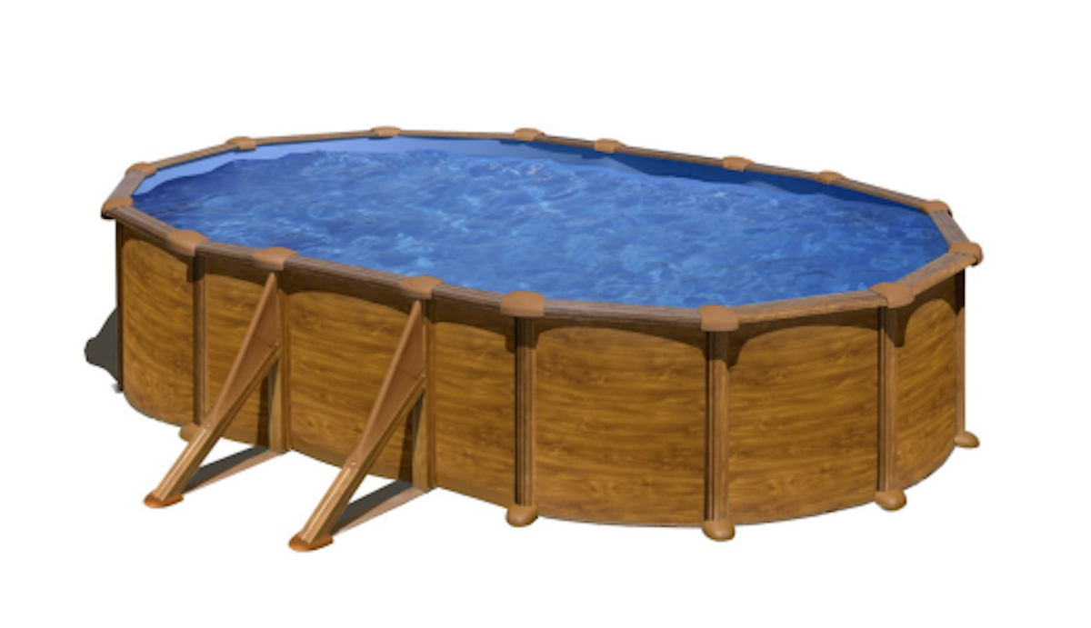 myPOOL Poolset Feeling Holzoptik - Ovalform mit Stahlwandbecken Höhe 1,32 m 6,10 x 3,75 x 1,32 m - Gr. 2 von mypool Arcana