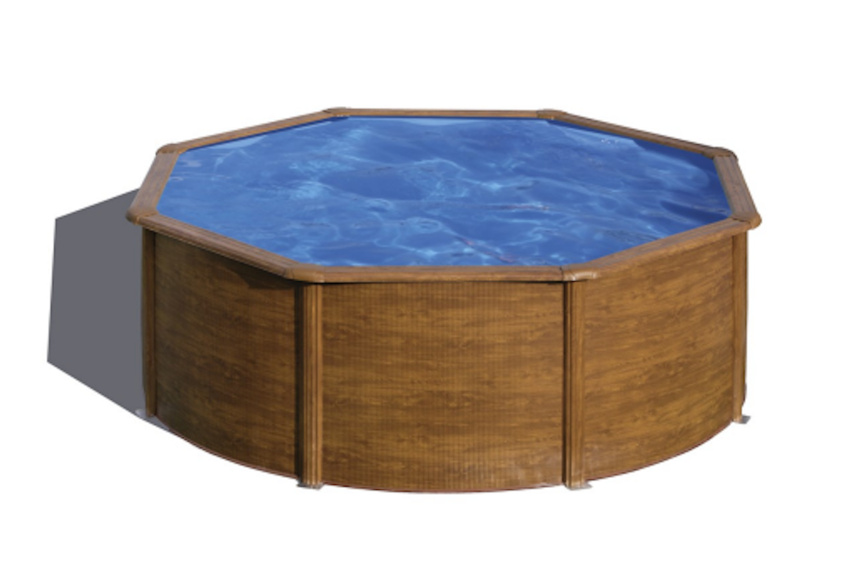 myPOOL Poolset Feeling Holzoptik - Rundform mit Stahlwandbecken Höhe 1,32 m Ø 4,60 x 1,32 m (Gr. 2) von mypool Arcana