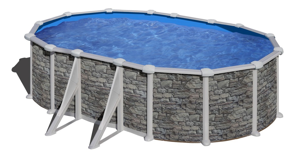 myPOOL Poolset Feeling Steinoptik - Ovalform mit Stahlwandbecken Höhe 1,32 m 5,00 x 3,00 x 1,32 m - Gr. 1 von mypool Arcana