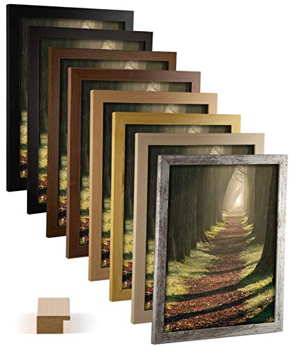 Bilderrahmen 27 x 39 cm Juno Natur Farbe Ahorn dekor mit Kunstglas matt 1 mm von myposterframe