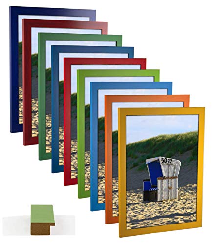 myposterframe Bilderrahmen 21 x 28 cm Juno Bunt Größen Wahl Gelb mit Kunstglas Antireflex 1 mm von myposterframe