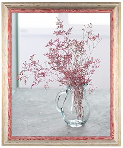 myposterframe Bilderrahmen 46 x 61 cm Artemis Echtholz Rot Weiß Vintage mit Kunstglas klar 1 mm von myposterframe