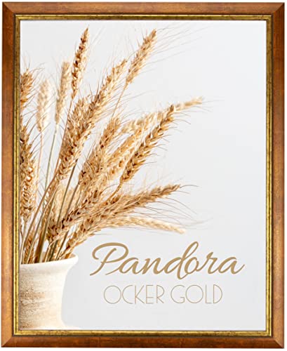 myposterframe Bilderrahmen Aged Vintage 20 x 30 cm Pandora Echtholz Ocker Gold mit Kunstglas klar 1 mm von myposterframe