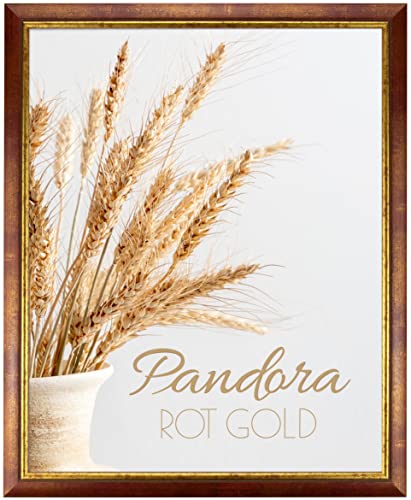 myposterframe Bilderrahmen Aged Vintage 21 x 30 cm Pandora Echtholz DIN A4 Rot Gold mit Acrylglas Antireflex 1 mm von myposterframe