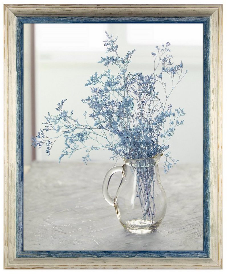 myposterframe Einzelrahmen Artemis Echtholz zweifarbig, (1 Stück), 40x60 cm, Blau Weiß Vintage, Echtholz von myposterframe