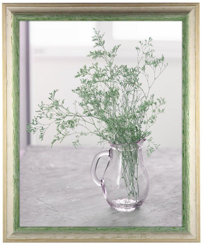 myposterframe Einzelrahmen Artemis Echtholz zweifarbig, (1 Stück), 75x100 cm, Grün Weiß Vintage, Echtholz von myposterframe