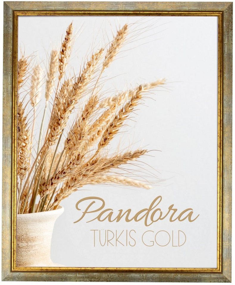 myposterframe Einzelrahmen Bilderrahmen Aged Vintage Pandora, (1 Stück), 20x20 cm, Türkis Gold, Echtholz von myposterframe