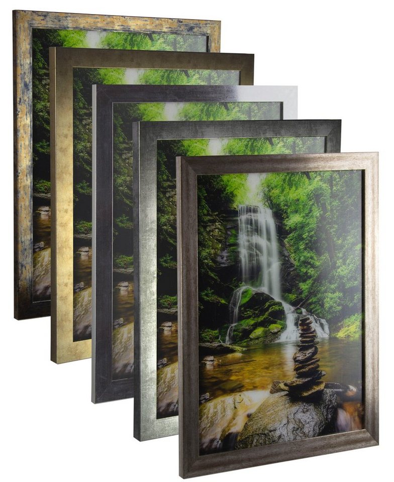 myposterframe Einzelrahmen Bilderrahmen Vintage Juno, (1 Stück), 65x85 cm, Blau Gold meliert, MDF von myposterframe