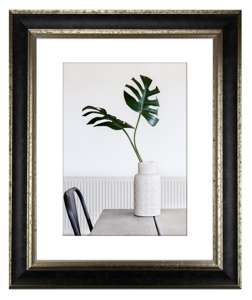 myposterframe Einzelrahmen Dysnomia Barock Edel Bilderrahmen, (1 Stück), 21x26 cm, Schwarz Silber, Echtholz von myposterframe