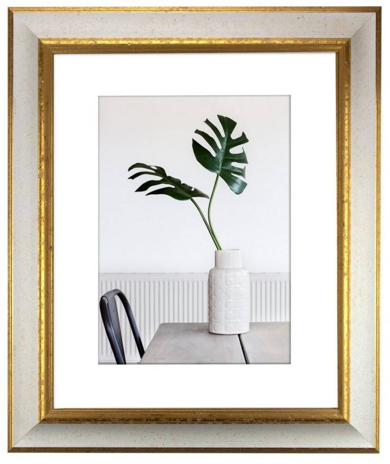 myposterframe Einzelrahmen Dysnomia Barock Edel Bilderrahmen, (1 Stück), 50x100 cm, Weiß Gold, Echtholz von myposterframe