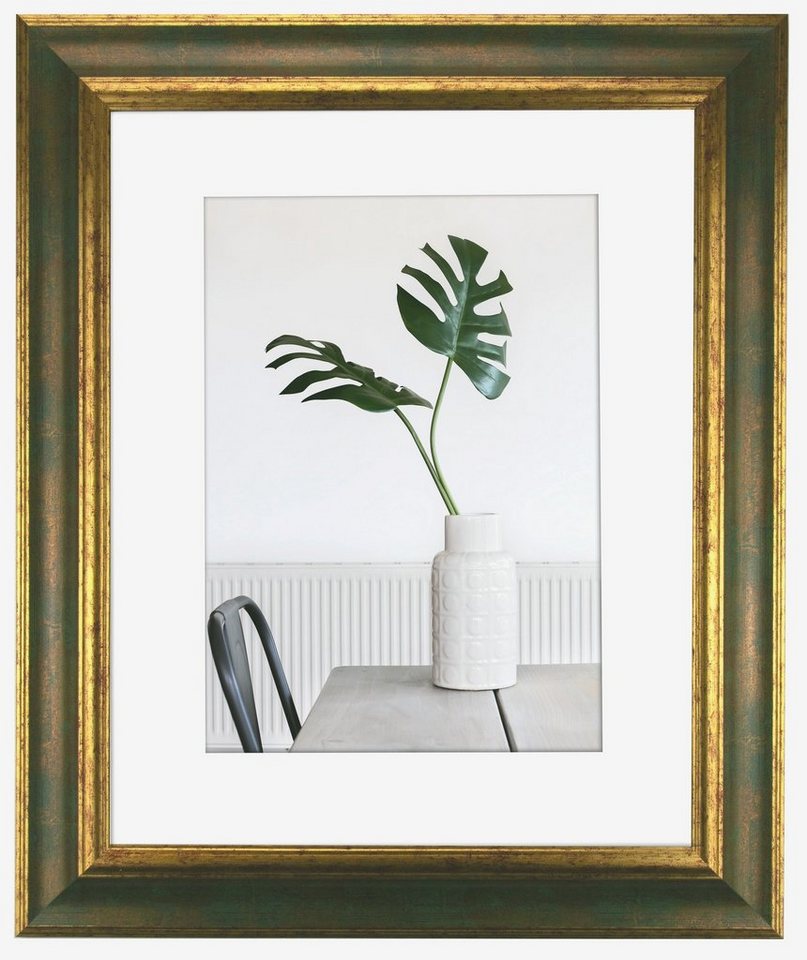 myposterframe Einzelrahmen Dysnomia Barock Farbig Bilderrahmen, (1 Stück), 29,7x42 cmDIN A3, Grün Gold, Echtholz von myposterframe