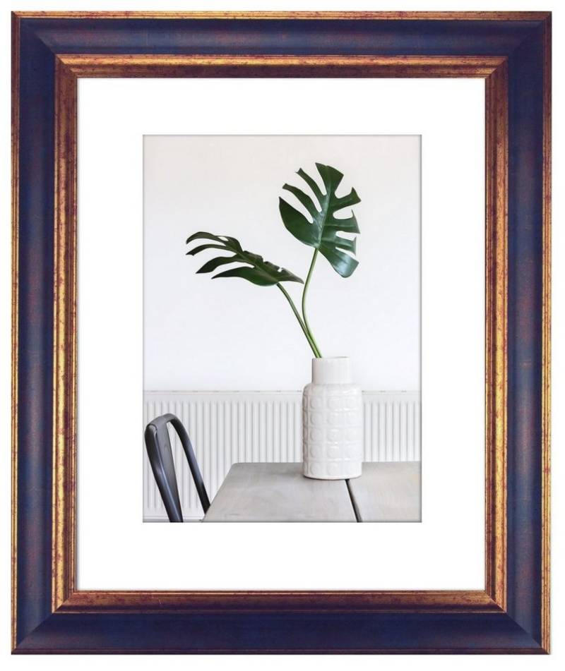 myposterframe Einzelrahmen Dysnomia Barock Farbig Bilderrahmen, (1 Stück), 50x50 cm, Blau Gold, Echtholz von myposterframe