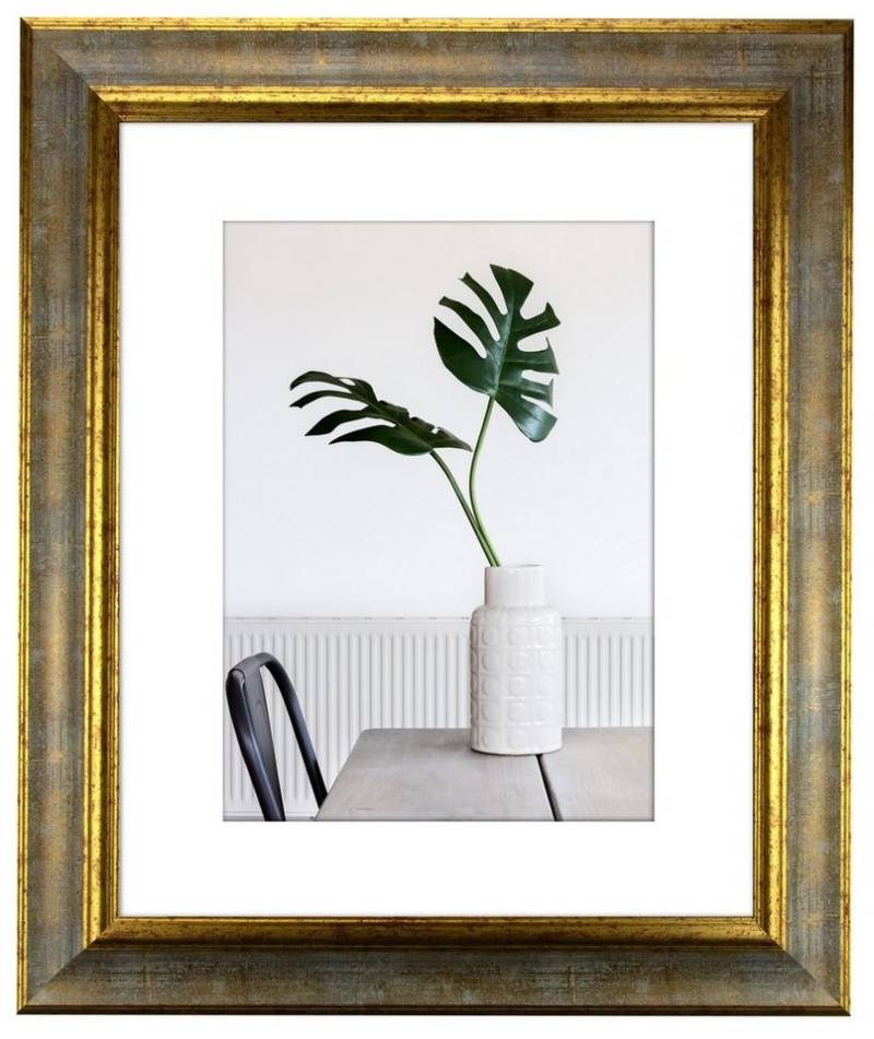 myposterframe Einzelrahmen Dysnomia Barock Farbig Bilderrahmen, (1 Stück), 51x71 cm, Türkis Gold, Echtholz von myposterframe