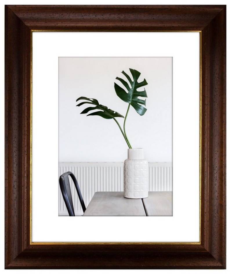 myposterframe Einzelrahmen Dysnomia Barock Farbig Bilderrahmen, (1 Stück), 59,4x84,1 cmDIN A1, Nussbraun Gold, Echtholz von myposterframe