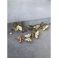 Messing Und Kupfer Schmetterling Wandbehang, 3Er Set von myreimaginedhome