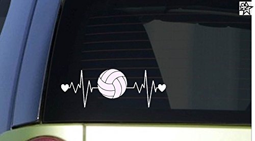 Herzschlag Aufkleber Volleyball 20cm Sticker Herz Fan Hobby Leidenschaft Liebe für Auto Autoaufkleber von myrockshirt