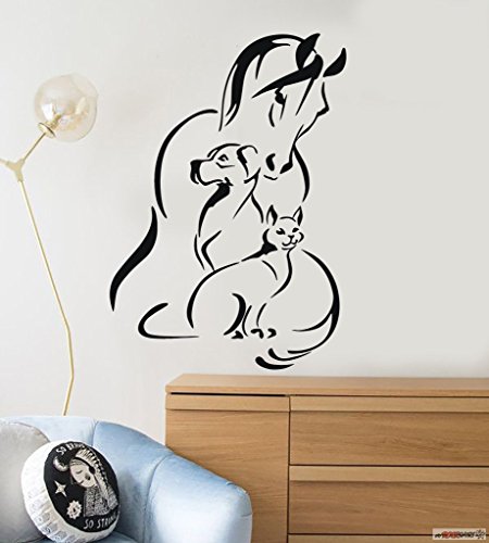 Pferd Hund Katze Wandtattoo 60 cm Aufkleber für Auto,Scheibe, Lack,Wand,Wandtattoo aus Hochleistungsfolie für alle glatten Flächen von myrockshirt® Autoaufkleber Tuning Decal Sticker von myrockshirt